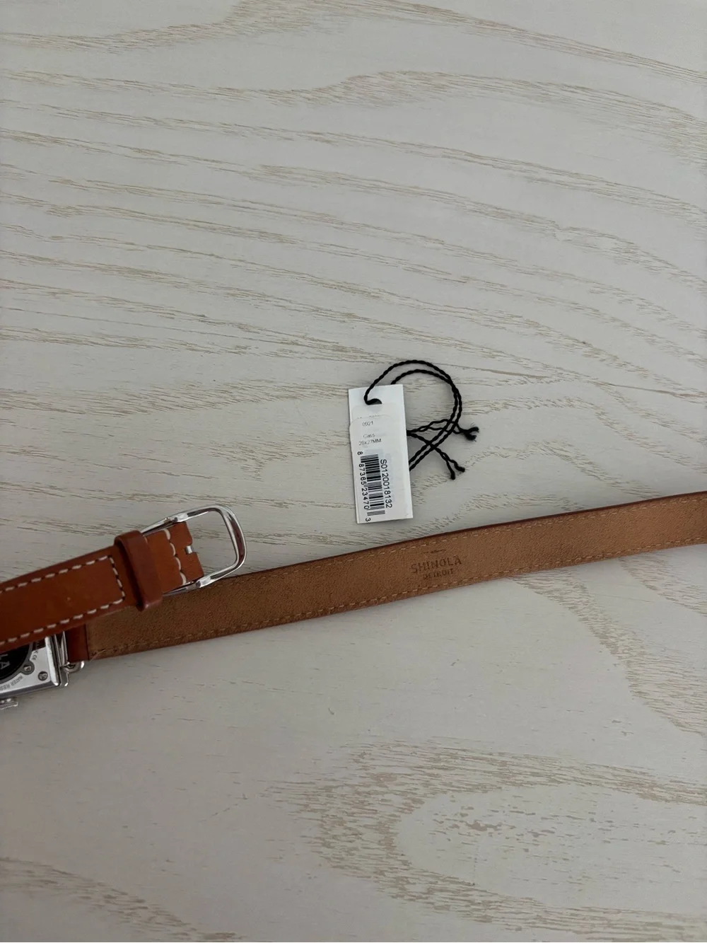 Shinola Women's Brown Double-Wrap Leather Watch with Silver Square Case